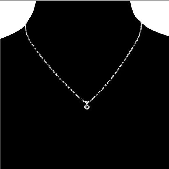 1/4 Carat Lab-Grown Diamond Solitaire Necklace In Sterling Silver 18" chain - Picture 2 of 4